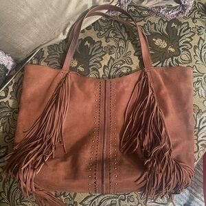Lucky Brand Leather Fringe Tote Purse